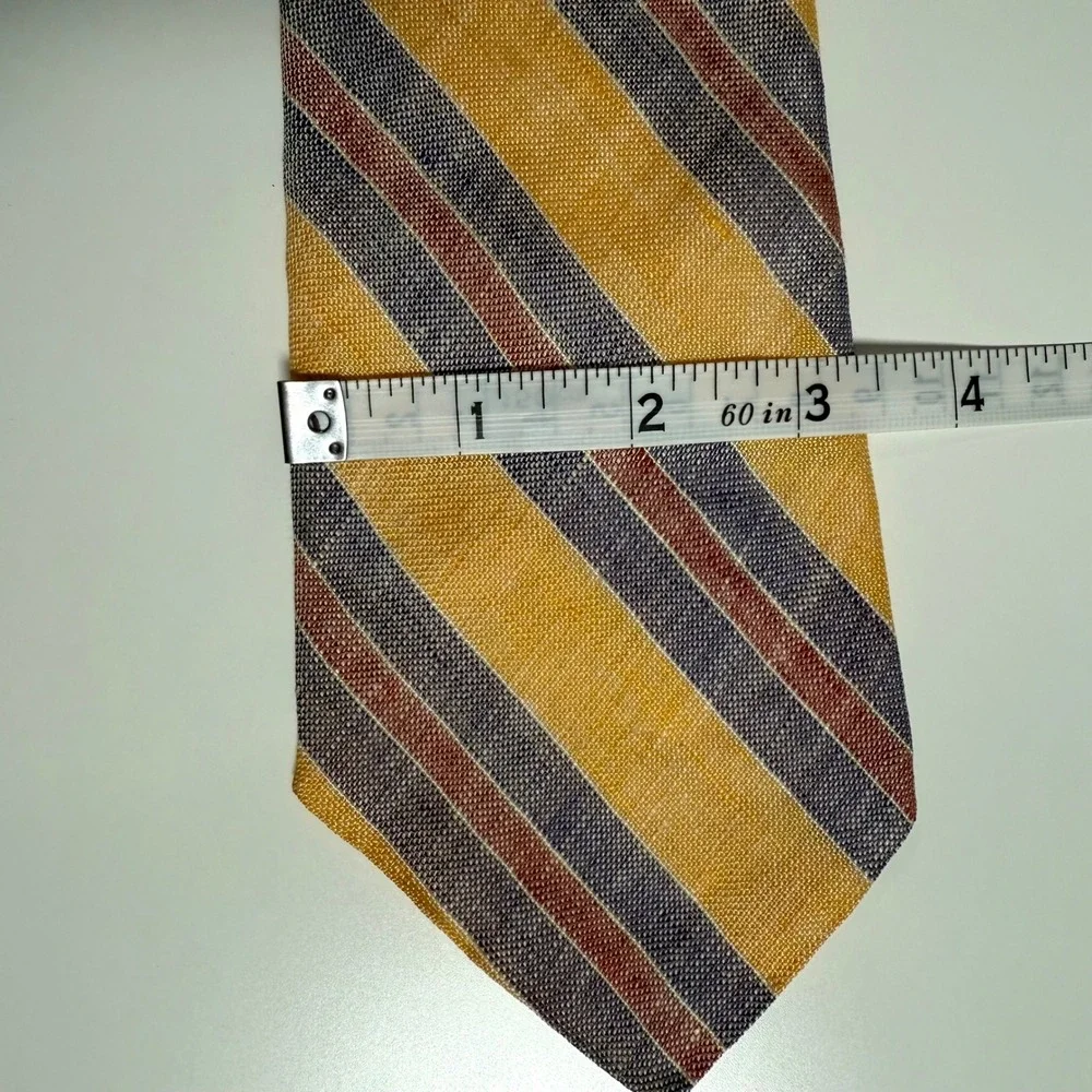 Brooks Brothers Tie Mens Yellow Striped Linen Classic Necktie Makers